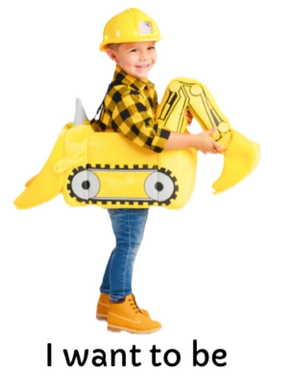 I WANT TO BE Kids Halloween Step In Construction Plush Costume Kid’s Sz 3-7 Yrs.